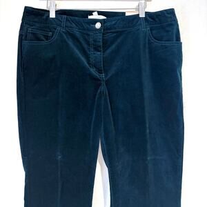 CHICO'S NWT Velveteen 5 Pocket Jeweled Button Pants in Dark Green Size 2.5/L/14